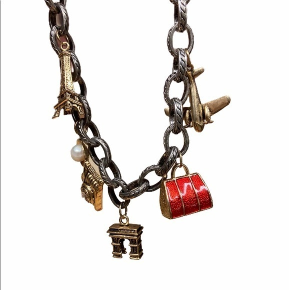 Bonjour Necklace, Traveler Charm Chain Necklace